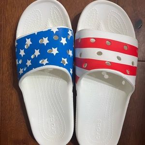 American Flag Croc Slides